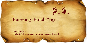 Hornung Hetény névjegykártya